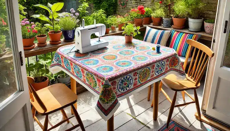 Sewing a tablecloth for your patio or garden table