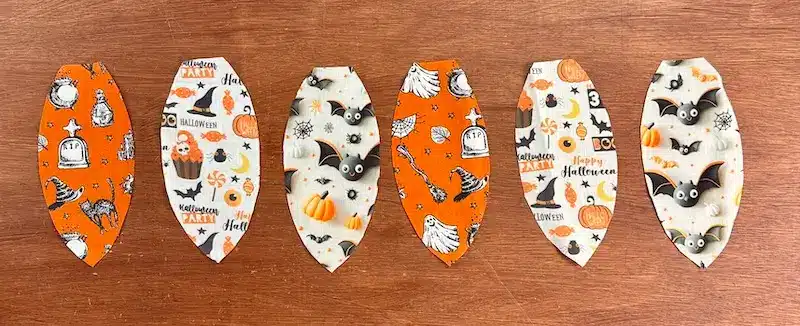 The 6 pumpkin pieces are cut out, now it's time to sew!