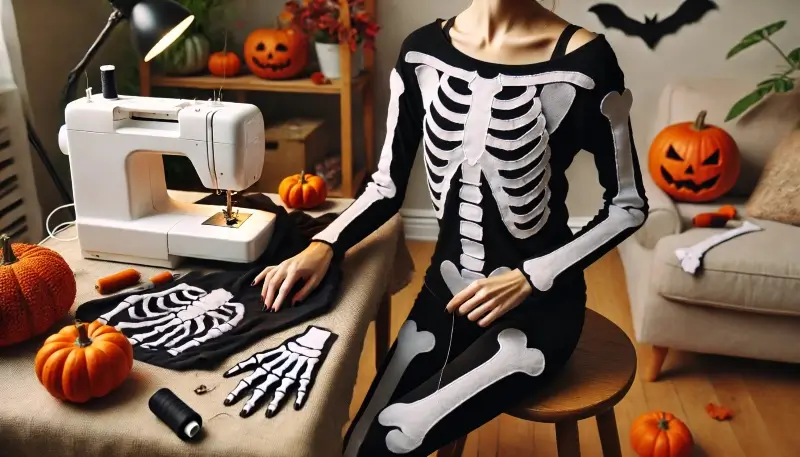 Sewing a skeleton disguise is quick and easy!