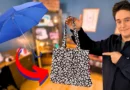 Coser um saco de compras a partir de um guarda-chuva velho