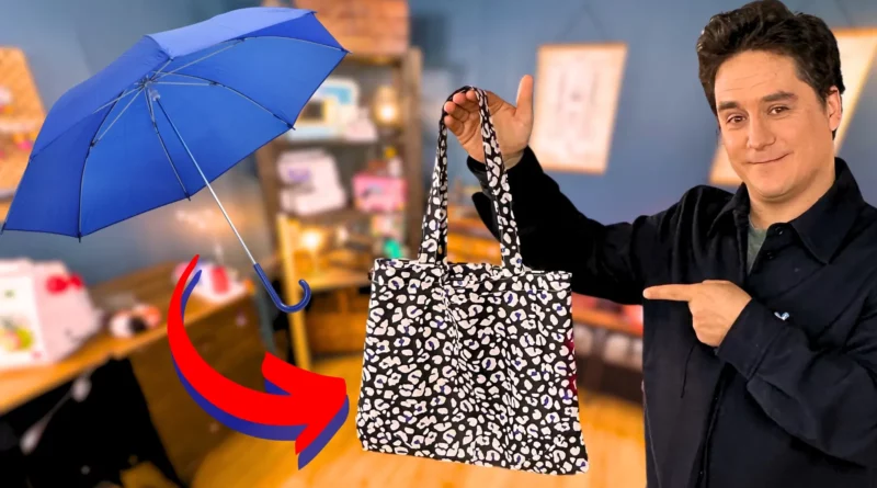 Coser um saco de compras a partir de um guarda-chuva velho